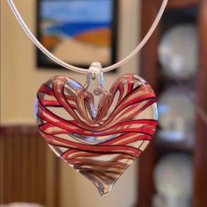 New artist Rolf Schrade blown glass heart pendant